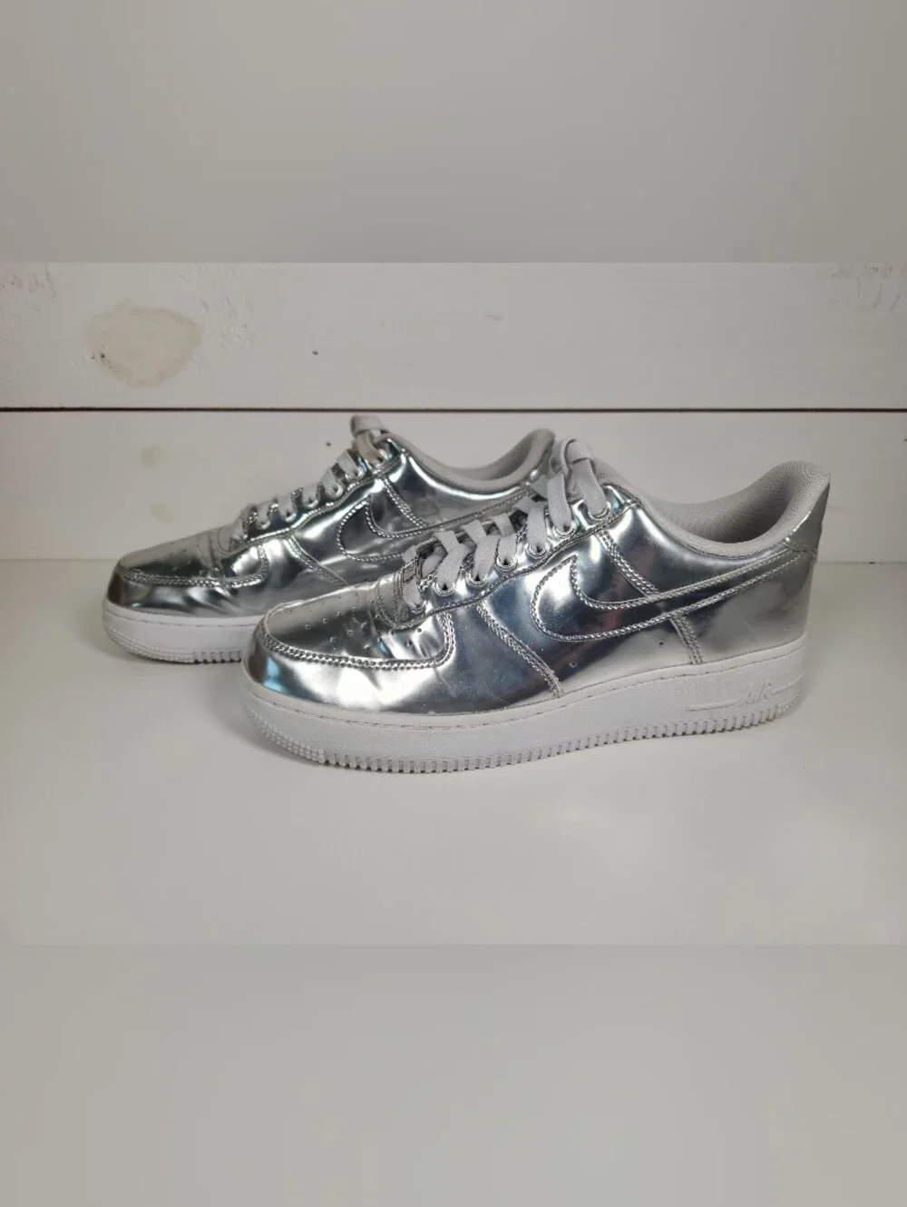 Nike Air Force 1 SP Liquid Metal Chrome Womans 10 | Metallic Silver | Pre-owned